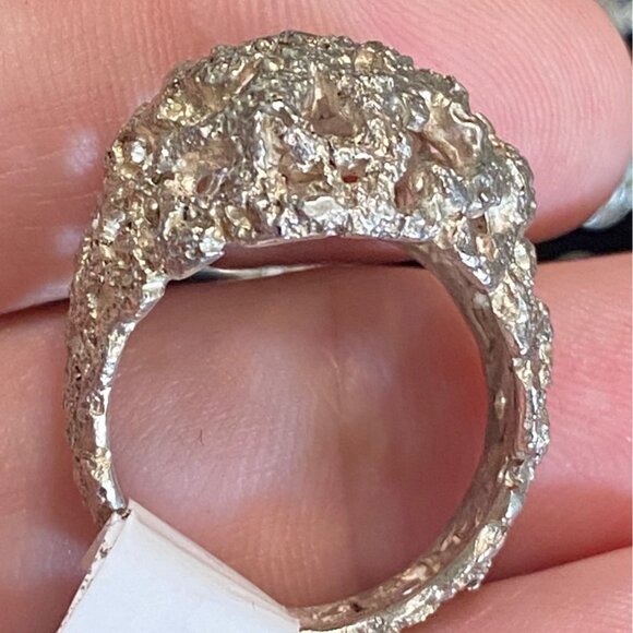 Ring Size 8 Brutalist Design Dome Sterling Silver 925 Women - Picture 5 of 11